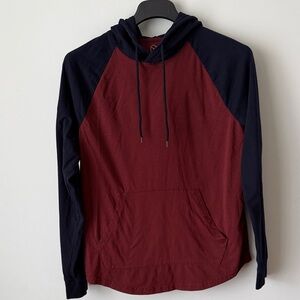 Original Use Men's Two-Tone Raglan Hoodie in Burgundy and Navy